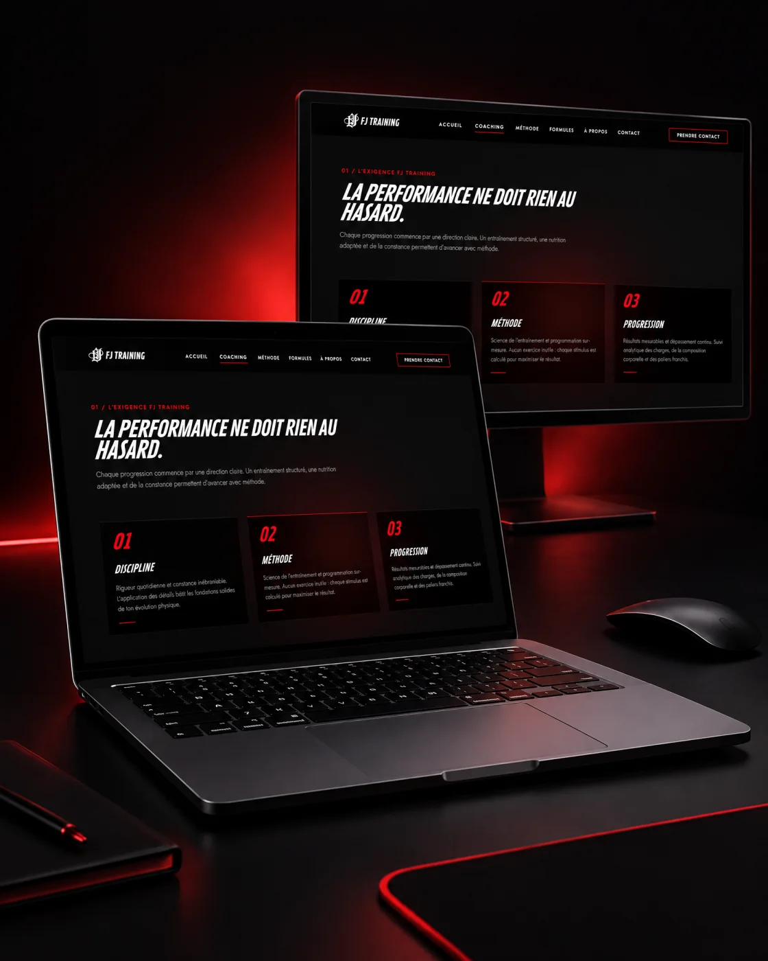 Site web FJ Training, section méthode : discipline, méthode, progression